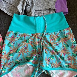 Tropical Print High-Waisted Shorts